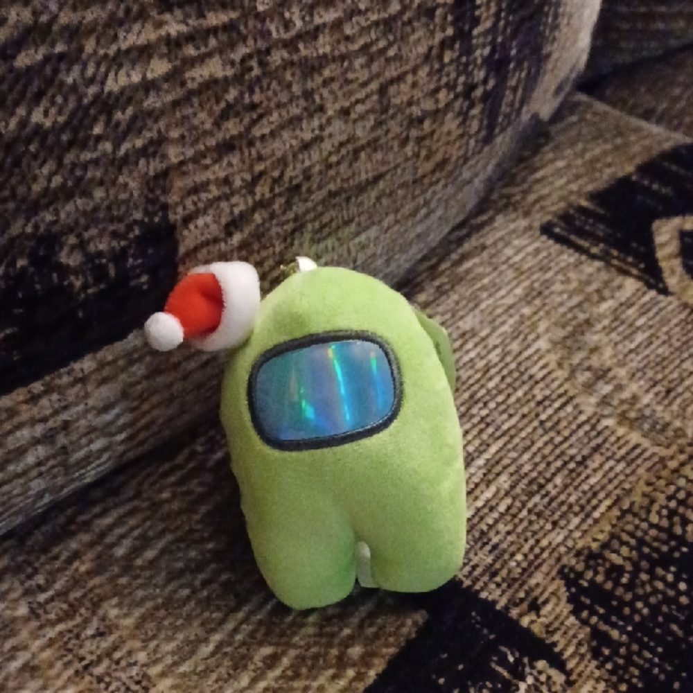 4/$60 New Green Plush Among Us Character with Santa Hat Keychain